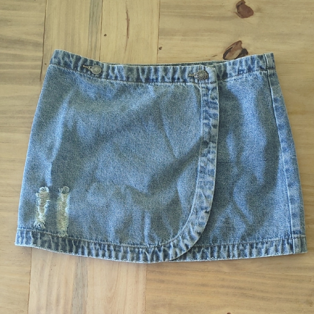Denim Mini Wrap Skirt